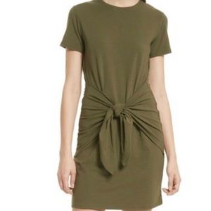 THEORY Green Womens Knot Wrap Tie Front Casual Dress, size petite